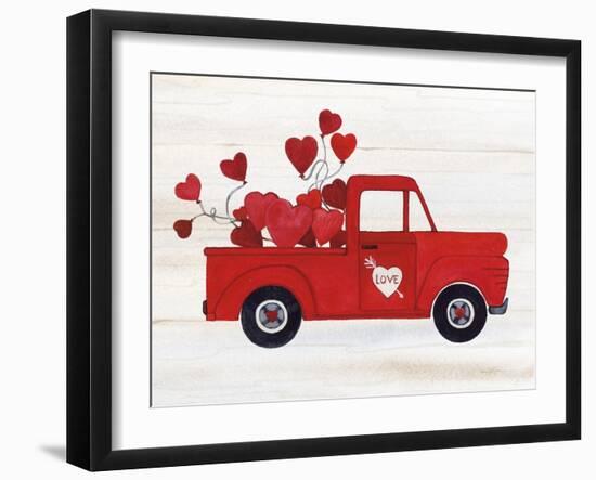 Rustic Valentine Truck-Kathleen Parr McKenna-Framed Art Print