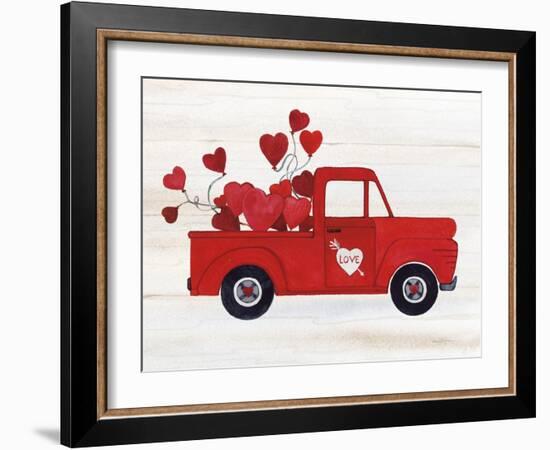 Rustic Valentine Truck-Kathleen Parr McKenna-Framed Art Print