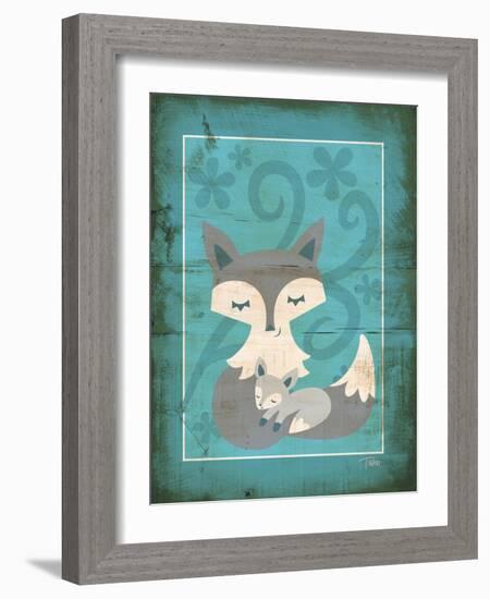 Rustic Woodland Foxes-Teresa Woo-Framed Art Print