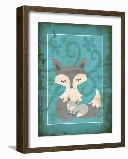 Rustic Woodland Foxes-Teresa Woo-Framed Art Print