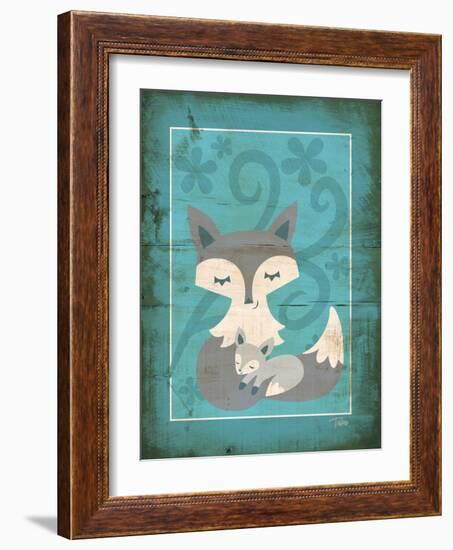 Rustic Woodland Foxes-Teresa Woo-Framed Art Print