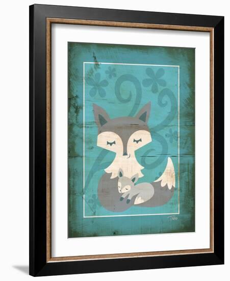 Rustic Woodland Foxes-Teresa Woo-Framed Art Print