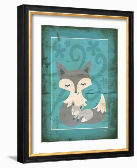 Rustic Woodland Foxes-Teresa Woo-Framed Art Print