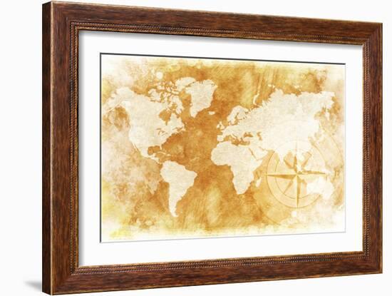 Rustic World Map-duallogic-Framed Premium Giclee Print