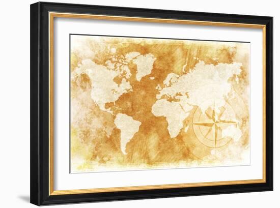 Rustic World Map-duallogic-Framed Art Print