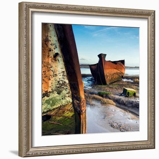 Rusting Boats on Mud Banks-Craig Roberts-Framed Photographic Print