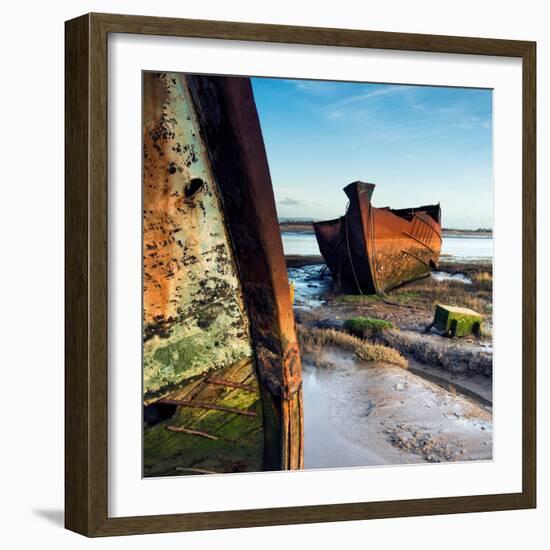 Rusting Boats on Mud Banks-Craig Roberts-Framed Photographic Print