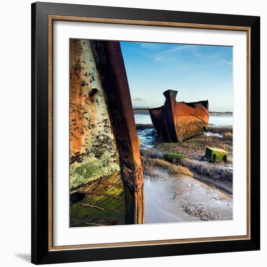 Rusting Boats on Mud Banks-Craig Roberts-Framed Photographic Print