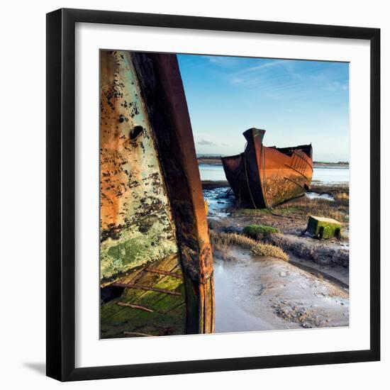 Rusting Boats on Mud Banks-Craig Roberts-Framed Photographic Print