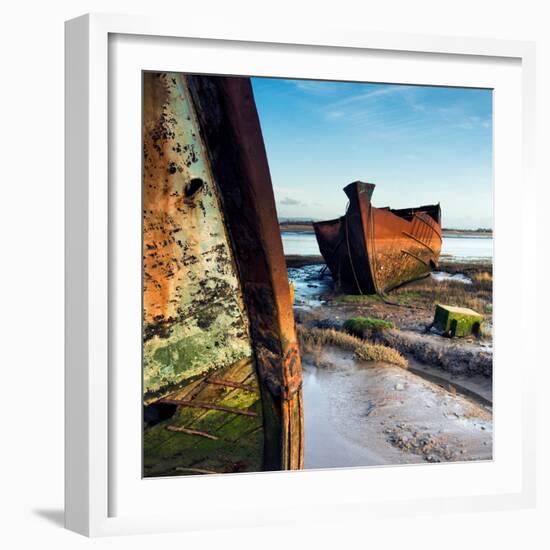 Rusting Boats on Mud Banks-Craig Roberts-Framed Photographic Print