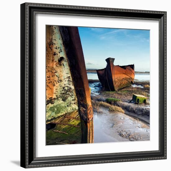 Rusting Boats on Mud Banks-Craig Roberts-Framed Photographic Print