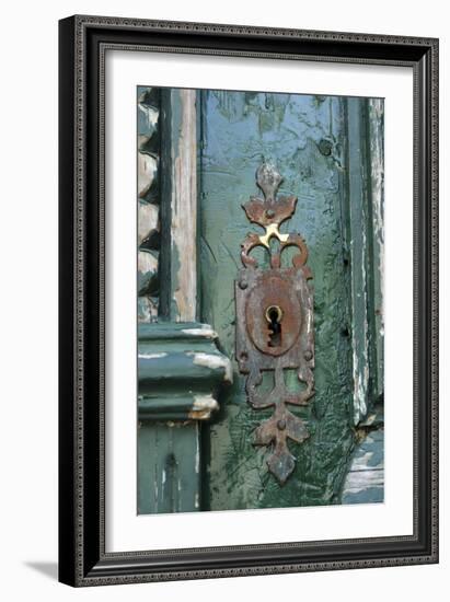 Rusting Lock with Flaking Paint, Building Ion Disrepair, Il De Re, France-Stuart Cox Olwen Croft-Framed Photographic Print