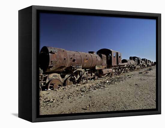 Rusting Locomotive at Train Graveyard, Uyuni, Bolivia, South America-Simon Montgomery-Framed Premier Image Canvas