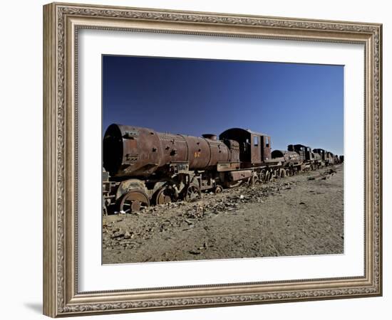 Rusting Locomotive at Train Graveyard, Uyuni, Bolivia, South America-Simon Montgomery-Framed Photographic Print