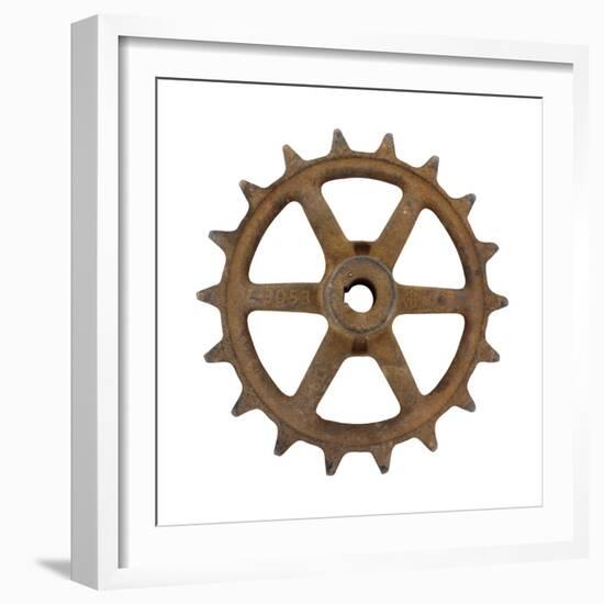 Rusty 6 Arm Fine Tooth Gear-Retroplanet-Framed Giclee Print