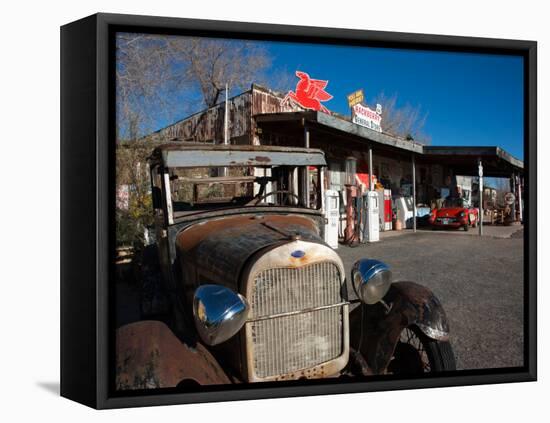 Rusty Car at Old Route 66 Visitor Centre, Route 66, Hackberry, Arizona, USA-null-Framed Premier Image Canvas