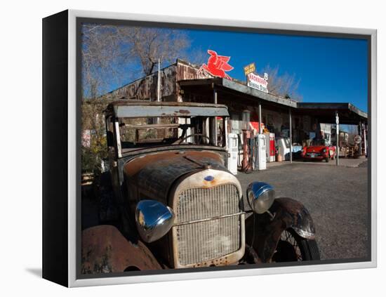 Rusty Car at Old Route 66 Visitor Centre, Route 66, Hackberry, Arizona, USA-null-Framed Premier Image Canvas