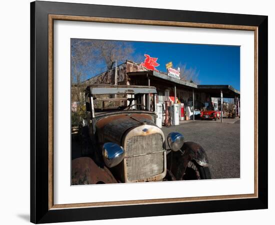 Rusty Car at Old Route 66 Visitor Centre, Route 66, Hackberry, Arizona, USA-null-Framed Photographic Print