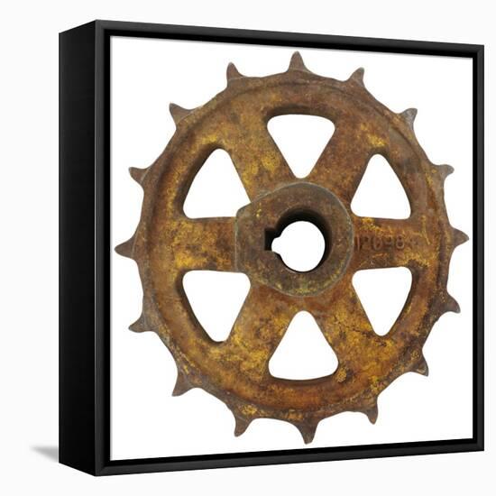 Rusty Fine Curved Tooth Gear-Retroplanet-Framed Premier Image Canvas