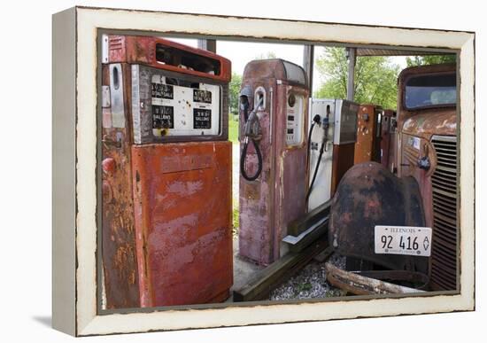 Rusty Gas Pumps And Car-Mark Williamson-Framed Premier Image Canvas