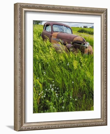 Rusty Old Vehicles in the Ghost Town of Okaton, South Dakota, Usa-Chuck Haney-Framed Photographic Print