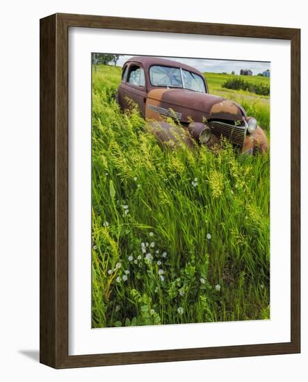 Rusty Old Vehicles in the Ghost Town of Okaton, South Dakota, Usa-Chuck Haney-Framed Photographic Print