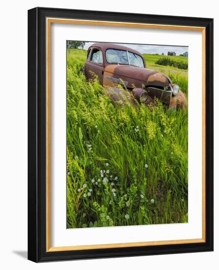 Rusty Old Vehicles in the Ghost Town of Okaton, South Dakota, Usa-Chuck Haney-Framed Photographic Print