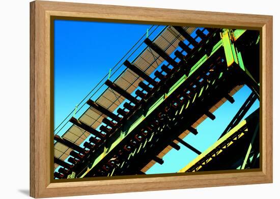 Rusty Subway Bridge Against Blue Sky from a Low Angle, Bronx, Ne-Sabine Jacobs-Framed Premier Image Canvas