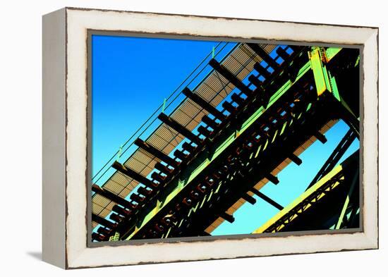 Rusty Subway Bridge Against Blue Sky from a Low Angle, Bronx, Ne-Sabine Jacobs-Framed Premier Image Canvas