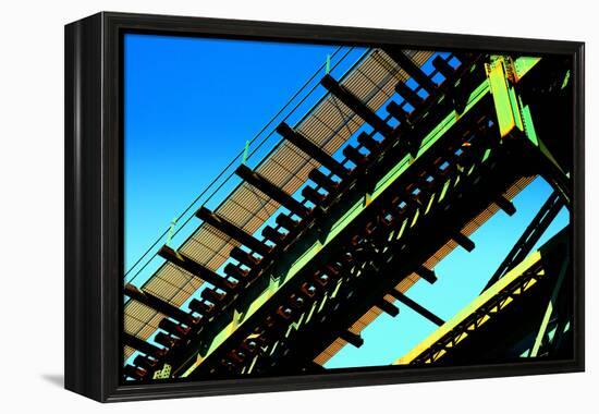 Rusty Subway Bridge Against Blue Sky from a Low Angle, Bronx, Ne-Sabine Jacobs-Framed Premier Image Canvas