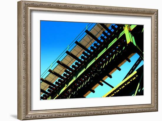 Rusty Subway Bridge Against Blue Sky from a Low Angle, Bronx, Ne-Sabine Jacobs-Framed Photographic Print