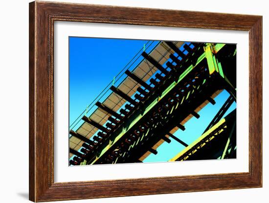 Rusty Subway Bridge Against Blue Sky from a Low Angle, Bronx, Ne-Sabine Jacobs-Framed Photographic Print