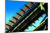 Rusty Subway Bridge Against Blue Sky from a Low Angle, Bronx, Ne-Sabine Jacobs-Mounted Photographic Print