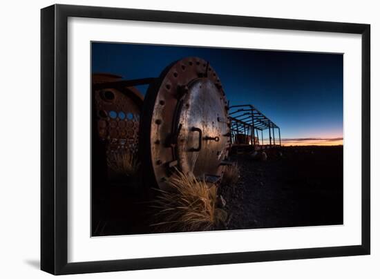 Rusty Train Relics in the Train Graveyard in Uyuni at Sunset-Alex Saberi-Framed Photographic Print