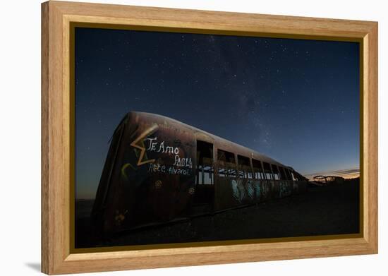 Rusty Train Relics in the Train Graveyard in Uyuni-Alex Saberi-Framed Premier Image Canvas