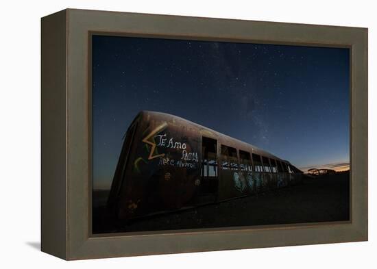 Rusty Train Relics in the Train Graveyard in Uyuni-Alex Saberi-Framed Premier Image Canvas