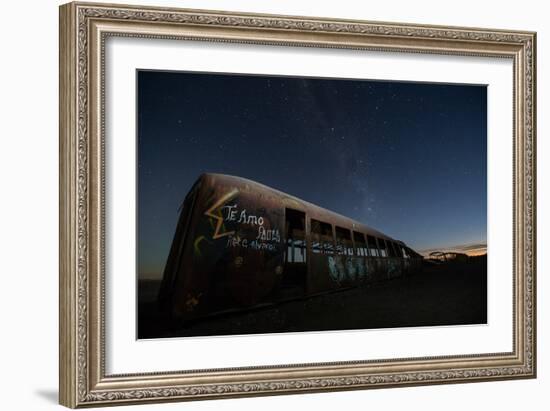 Rusty Train Relics in the Train Graveyard in Uyuni-Alex Saberi-Framed Photographic Print