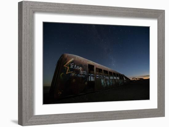 Rusty Train Relics in the Train Graveyard in Uyuni-Alex Saberi-Framed Photographic Print