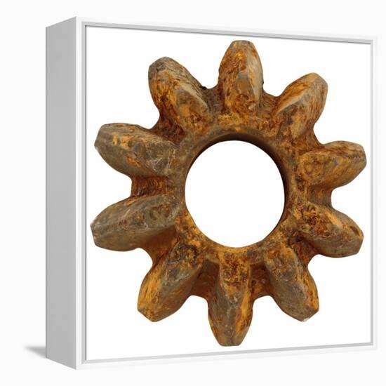 Rusty Wide Tooth Gear-Retroplanet-Framed Premier Image Canvas