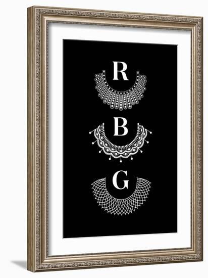 Ruth Bader Ginsburg - RBG Collars-null-Framed Art Print