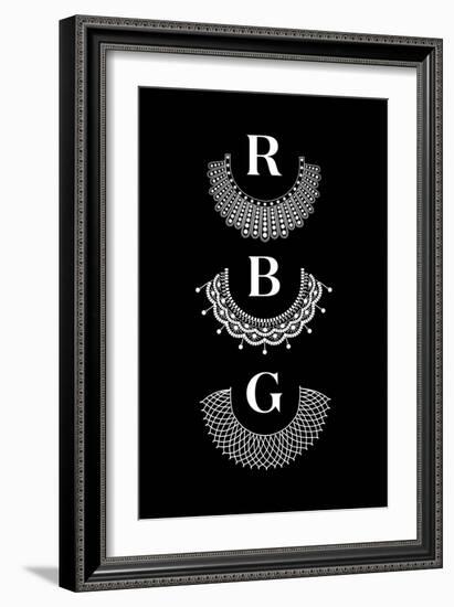 Ruth Bader Ginsburg - RBG Collars-null-Framed Art Print