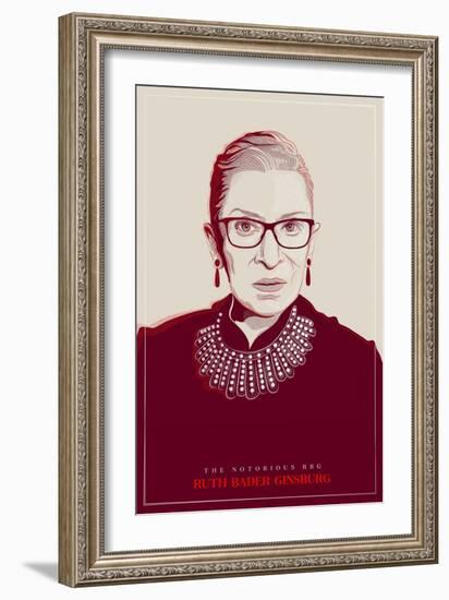 Ruth Bader Ginsburg - The Notorious RBG (Red)-null-Framed Art Print