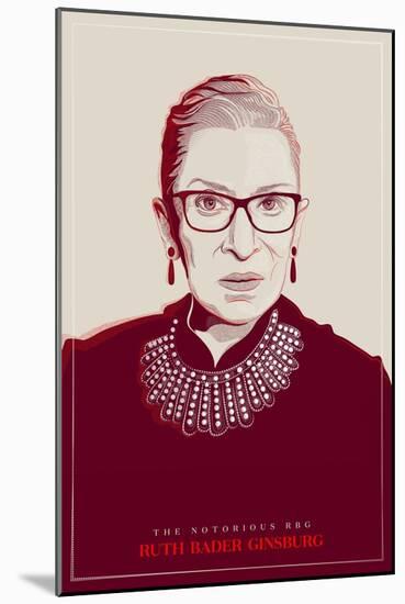 Ruth Bader Ginsburg - The Notorious RBG (Red)-null-Mounted Art Print