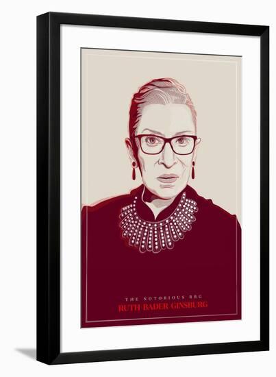 Ruth Bader Ginsburg - The Notorious RBG (Red)-null-Framed Art Print