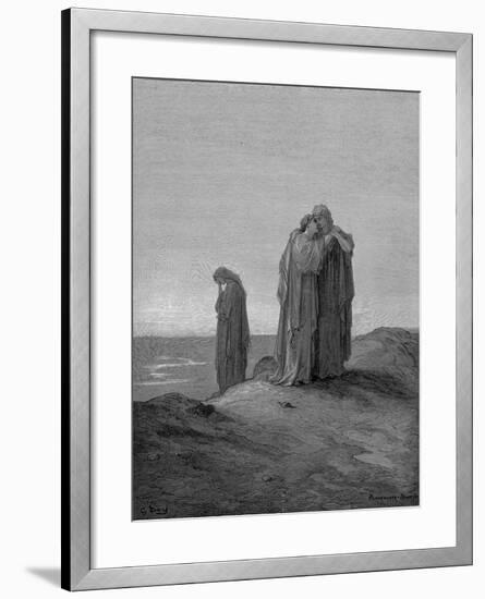 Ruth Embracing Her Mother-In-Law Naomi and Promising to Stay with Her Now They are Bereaved, 1866-Gustave Doré-Framed Giclee Print