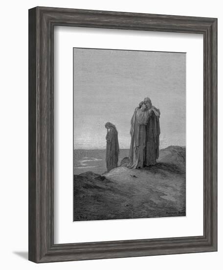 Ruth Embracing Her Mother-In-Law Naomi and Promising to Stay with Her Now They are Bereaved, 1866-Gustave Doré-Framed Giclee Print