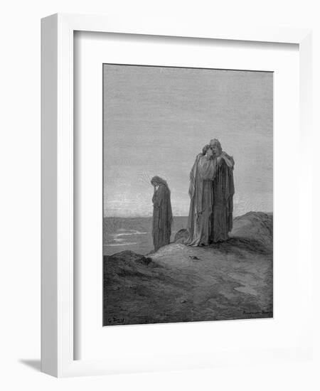 Ruth Embracing Her Mother-In-Law Naomi and Promising to Stay with Her Now They are Bereaved, 1866-Gustave Doré-Framed Giclee Print