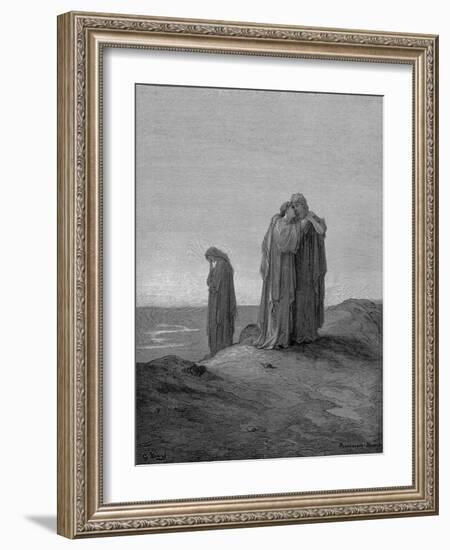 Ruth Embracing Her Mother-In-Law Naomi and Promising to Stay with Her Now They are Bereaved, 1866-Gustave Doré-Framed Giclee Print