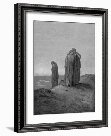 Ruth Embracing Her Mother-In-Law Naomi and Promising to Stay with Her Now They are Bereaved, 1866-Gustave Doré-Framed Giclee Print