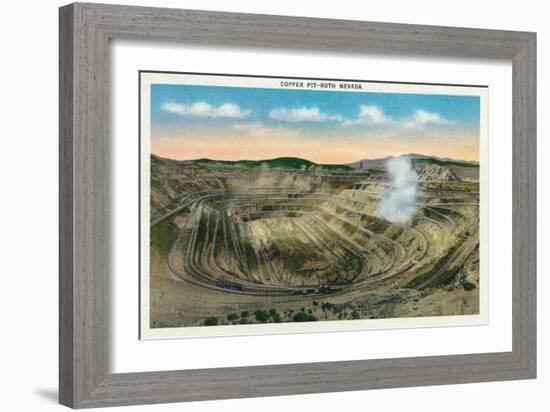 Ruth, Nevada, Panoramic View of a Copper Mine-Lantern Press-Framed Art Print